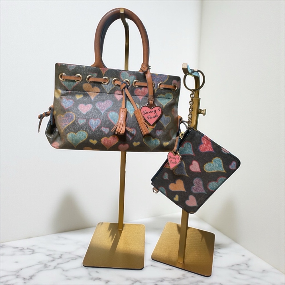 Dooney & Bourke Y2K Vintage Multicolor Black Heart Satchel & Matching Wallet 🖤🌈